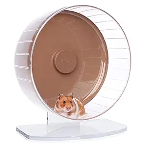 Niteangel Super-Silent Hamster Exercise Wheels: - Quiet Spinner Hamster Running Wheels with Adjustable Stand for Hamsters Gerbils Mice Or Other Small Animals (L, Brown)