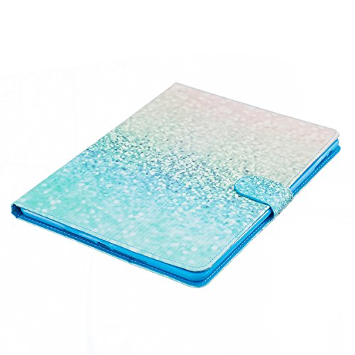 Etsue für iPad Air/iPad 5 Silber Grün Strand Sand Ledertasche Case Hülle, Bunte Retro Painted Smart Cover Case Flip Case Tasche Leder Hülle Folio Wallet Etui Schale Schutzhüllen mit Ständer Magnetic Kartenfächer für iPad Air/iPad 5 + 1x Glitzer Staub Stecker + 1x Blau Eingabestift- Beach Sand - 5