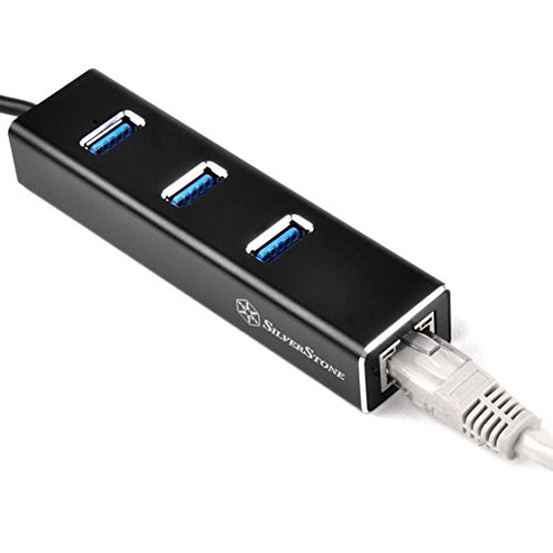 SilverStone SST-EP04 – 3-Port USB 3.1 Hub, Gen 1 Type A mit RJ45 Gigabit Ethernet Netzwerk Adapter, Aluminium - 6