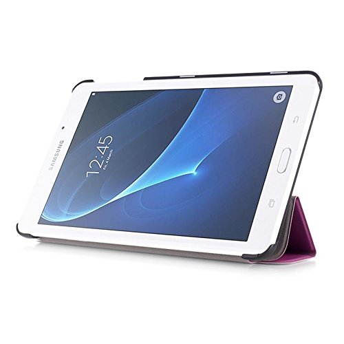 Lederhülle für Samsung Tab A T280 – PU Leder Flip Case Cover Folio Schutzhülle für Samsung Galaxy Tab A (2016) 17,8 cm (7 Zoll) SM-T280 Leder Tasche Hülle Skin Schale (Lila) - 4
