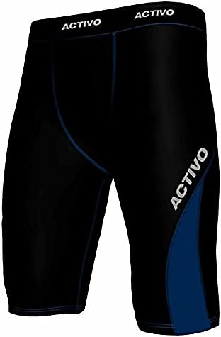 Activo Mens Compression Armour Base Layer Running Shorts (XX-Large (Waist 38-41"), Black/Blue)