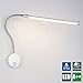 Produktbild LED Leseleuchte, 6W Nachttischlampe, Flexibles Bettleuchte, Soft Tube Schwanenhals Lampe, Wandstrahler, Wandspot, Wandlampe, inkl. Schalter, in nickel matt, IP44, 230V, 600 Lumen (Led-3000k)