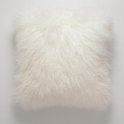Rose Feather Real Mongolian Lamb Wool Cushion Cover White Curly Fur Pillowcase High-grade Decretive Pillowcase Multicolor,White 65x65cm(26x26inch)