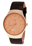 NY London designer Slim Unisex Damen Herren Leder Armband Uhr Schwarz Rose Gold super flach inkl Uhrenbox