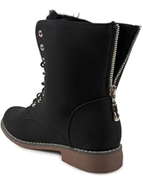Damen Stiefeletten gefüttert Boots Worker Schnürboots Stiefel ST287