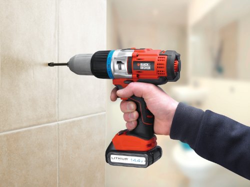 Black + Decker 14,4V Li-Ionen Akku-Schlagbohrschrauber, 2. Akku, LED-Arbeitsleuchte, Planetengetriebe, EGBHP148BK - 5