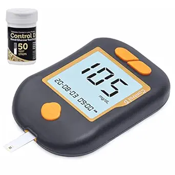 Control D Advanced Digital Diabetes Glucose Blood Sugar Testing Monitor with 50 Strips Glucometer (Black, Green)