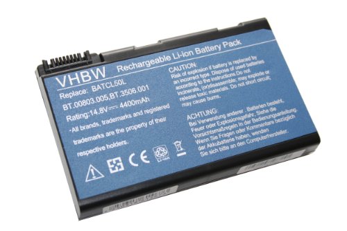 vhbw Li-Ion Akku 4400mAh (14.8V) für Notebook Laptop Acer TravelMate 2350, 23502, 2353, 2354, 2355, 290, 291, 292, 293, 4050 wie BATCL50L, BATCL51L.
