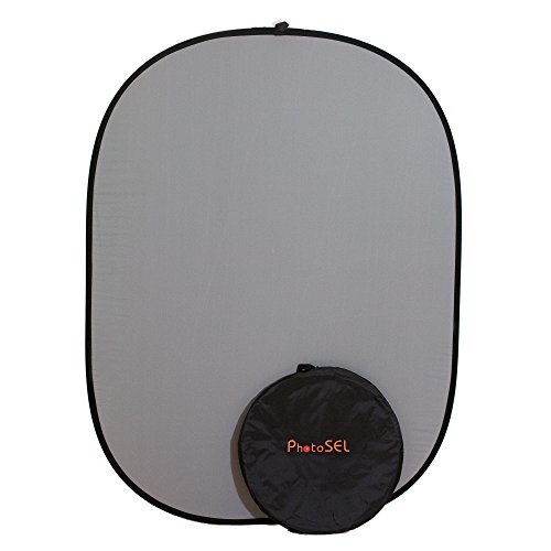 PhotoSEL BD111A - Fondo Plegable Reversible para Estudio Fotográfico y de Vídeo de Pantalla de 1,5 × 2m,Gris