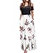 Produktbild Kleider Sommer,Kleid Damen Elegant Frauen-Blumendruck-Kleid-Sommer-Kalte Schulter-Elegantes Maxi Langes Kleid-Taschen-Kleid Von Evansamp(Weiß1,M)