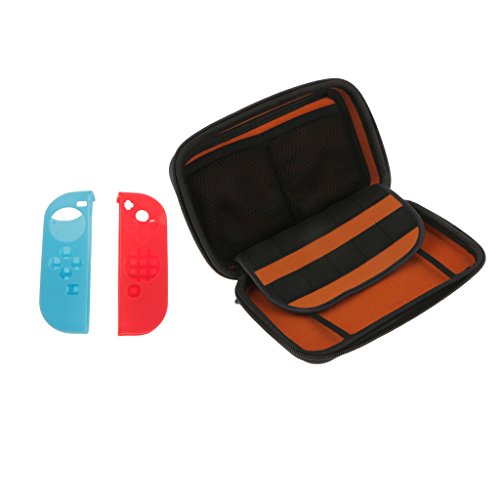 Preisvergleich Produktbild MagiDeal 1 Paar Silikon Gehäuse Nintendo Switch Kasten Abdeckung mit Hart Aufbewahrungstasche Schutzfall