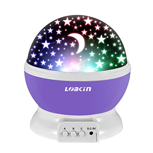 Projektor Lampe LOBKIN LED Sterne Nachtlicht, 360 Grad Kinder Drehbare Sternenlichter, LED Nachttischlampe für Schlafzimmer, Party und Romantische Dekorationen (Lila) Projektor Lampe LOBKIN LED Sterne Nachtlicht, 360 Grad Kinder Drehbare Sternenlichter, LED Nachttischlampe für Schlafzimmer, Party und Romantische Dekorationen (Lila)