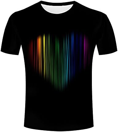 Men 3D T-Shirt Colorful Stripes Heart Printed Summer Unisex Funny Tees Shirts M