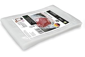 ‎CASO CASO Siegelrandbeutel 15 x 20 cm, 90 mμ, 100 Stück, ausschließlich für Kammervakuumierer, glatte Oberfläche, stabile Schweißnaht, BPA-Frei, Sous Vide, Made in Germany