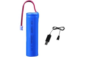 PHILLEQU 3.7V 600mAh 18650 Li-ion Battery Pack RC Replacement Rechargeable With XH2.54 USB Charge Cable for Airplane DIY, Fishing lights,Doorbell,Handheld Fan, Radio, etc.