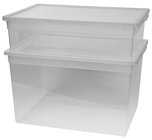 2 Stück Aufbewahrungsboxen in XL (22 Liter) und XXL ( 50 Liter) Ausführung. Mit Deckel, in Transparent.