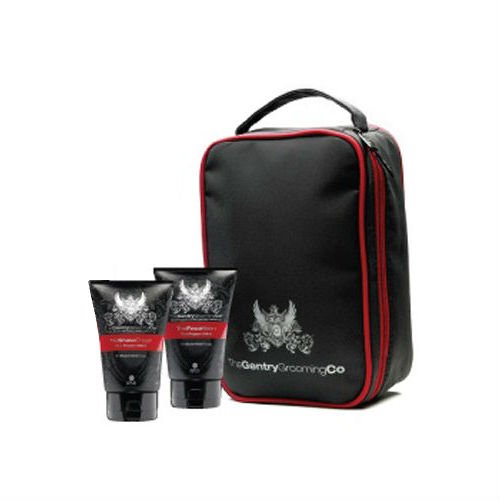 THE GENTRY GROOMING CO MENS TRAVEL GIFT SET - FACE WASH - FACE BALM - SHAVE CREAM & WASH BAG
