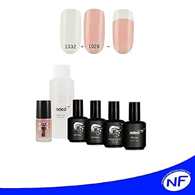 Nded Kit french 3 vernis UV ou LED SEMI PERMANENT french manucure twincoat blanc et rosé, primer et cleaner