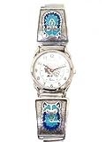 Herren-Armbanduhr Sterling Silber Türkis Wolf Navajo Indianerschmuck Handarbeit