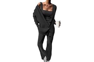 Minetom Tuta da Ginnastica Donna Tute Pullover Canotta Cardigan Pantaloni Set Maglia Completo Sportswear 3 Pezzi