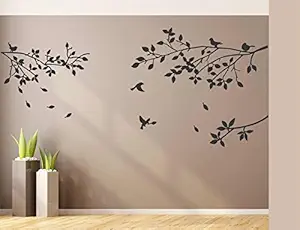 Bird on Tree Black Wall Sticker Size(81 59)cm