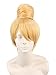 Topcosplay Women's Short Golden Yellow Straight Stand Top Bun Cosplay Wig Christmas Party Hair