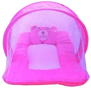 Nagar International Babys Polyester Fabric Luxury Bedding Set with Mosquito Net (Pink; 0-5 Months)
