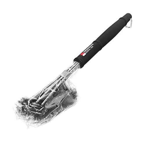 GRILLBÜRSTE von SWISSWARE GENEVA | 100% Edelstahl + Stoffbeutel + Metallhaken | DAS ORIGINAL - 5