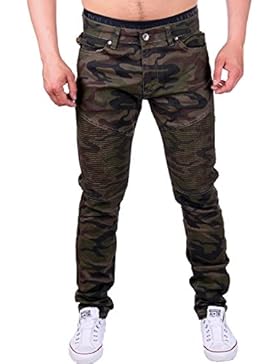 Herren Tarnhose im grünen Camouflage-Style | lange Freizeithose im Militär-Design | Woodland-Tarn-Muster Pants...