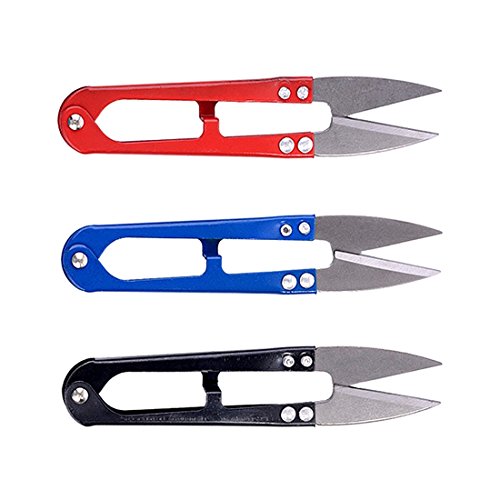 Garn Schere – SODIAL(R) Silber Blatt Angelschnur Garn Metall Schere Papierschere Fadenschere Schneider de Rot Blau Schwarz Zufall - 2