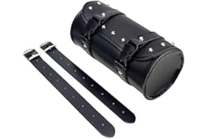 HCmotorku Sacoche de guidon de moto Sacoche à outils Sac à outils Fourche Sac à outils Fourche Roll Barrel Sac Sissybar Sac de rangement en cuir universel pour Harley Yamaha Suzuki Kawasaki Noir