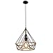 Produktbild Industrielle Vintage Hanfseil Pendelleuchte Retro Käfig Hängeleuchte,AC220V E27 Fassung,Diamant-Form Eisen Käfig hängende Licht Deckenleuchten