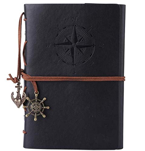 Inno Vintage diario de viaje - 75 hojas de papel sin forro - cubierta de piel sintética envejecida con un estilo antiguo ancla brújula Bookmark cierre |, Bloc de notas,