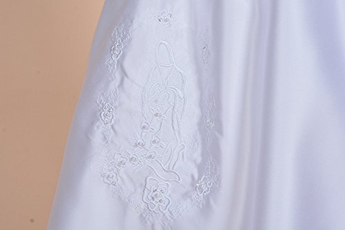 Cinda Traditionelle Baby-Satin Langarm Taufkleid und Motorhaube Weiß 56-62 - 3