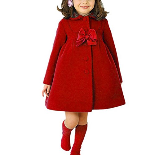 Preisvergleich Produktbild Longra Baby Kinder Wintermantel Winterparka für Mädchen Dicke Warme Winterjacken Langmäntel Kinder Wollmäntel Steppmantel Lang Parkas Outdoorjacke Outwear (110CM 3Jahre, Red)