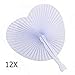Produktbild 12X Papierfächer Fächer Handfächer Klappfächer Handgriff Lüfter Ventilator hand fan papier Hochzeit party Faltbar Taschenfächer Favor, Weiß Herzförmig