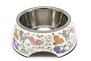 Smarty Pet Puppy Printed Stainless Steel Pet Food and Water Bowl in Round Melamine with Non-Skid Rubber Bottom, LARGE-1500ML