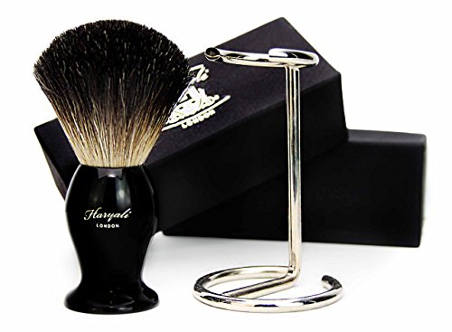 Pure Black Badger hair Shaving Brush For HIM with Brush Holder/Stand.