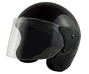 Sage Square Benz Speed ISI Certified ABS Shell Open Face Helmet (Black Glossy, Medium)