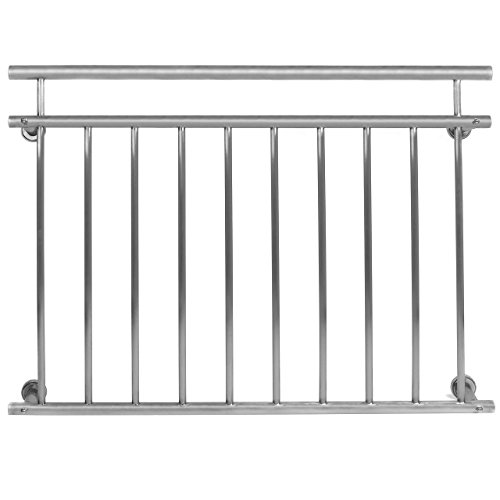 Homelux FB128S Edelstahl V2A Französischer Balkon Geländer Fenstergitter Balustrade 128 x 90 cm Satin - 2