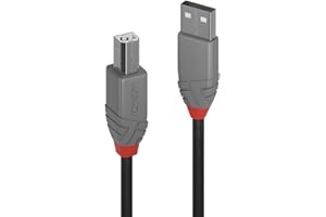 Lindy 1 m kabel USB 2.0, kabel USB-A do USB-B, skaner i kabel do drukarki do HP, Canon, Dell, Epson, Brother, pianino elektryczne, Anthra Line