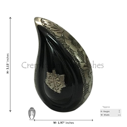 Falling Leaves Andenken schwarz Tropfenform Urne, klein Tropfenform Beerdigung Urns für Asche UK - 5