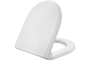 Vantency Toilet Seat D Shape 435*360 mm , Soft Close White Toilet Seat with Quick Release,Top Fixing & Adjustable Hinges