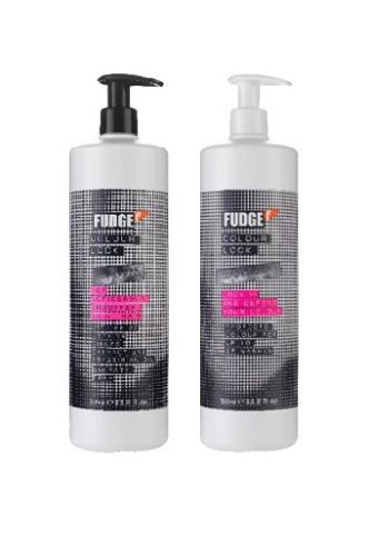 FUDGE COLOUR LOCK SHAMPOO 1000ML & CONDITIONER 1000ML + PUMPS SALON SIZE DUO