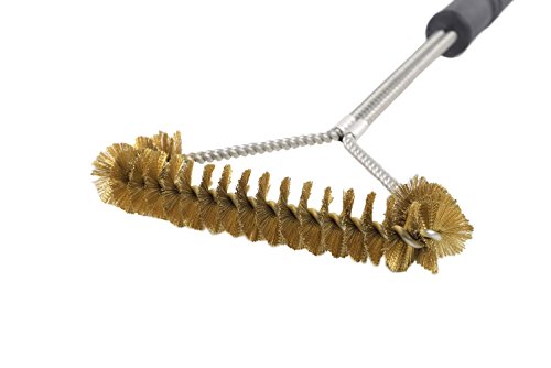 Santos dreiseitige Grillbürste 55 cm aus Messing für Gusseisen- und Edelstahlrost – Profi Bürste für Grillrost auf Gas- und Kohlegrills Reinigungswerkzeug - 3