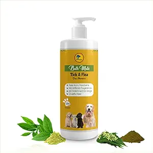 BathMate Tick & Flea Repellent Shampoo for Dogs, Removes Repels & Prevents Ticks & Fleas Dogs Shampoo for All Breed - Paraben Free, pH Balanced - 250 ml