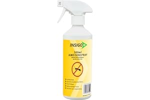 INSIGO Ameisenspray - Anti-Ameisen-Mittel gegen Ameisen und deren Larven auf Wasserbasis - geruchlos Ameisen bekämpfen - 500ml