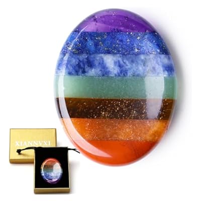 Xiannvxi 7 Chakra Crystal Worry Stone,healing Crystal Gifts,polished Thumb Stone For Anxiety Relief,reiki Crystal Gemstone Oval Stone Meditation Accessories