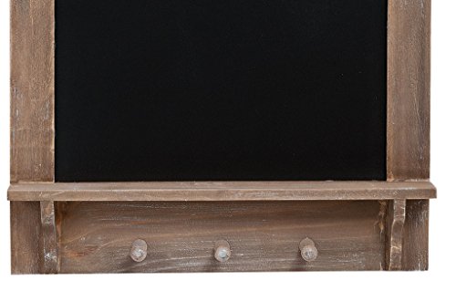 Memotafel Memoboard Tafel Wandtafel mit 3 Haken aus Holz braun weiß gewischt – Landhaus Vintage Shabby Kreide Kreidetafel Küchentafel 57x45x6,5cm - 2