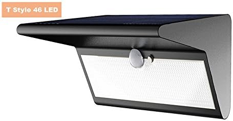 46 LED Security Lights, Solar Powered Lights Outdoor Wall Lamp Waterproof Solar Lights with 4 Intelligent Modes and 180 Degree PIR Wireless Motion Sensor for Garden, Patio, Walkway Lighting (Black)